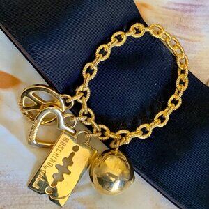 Vintage RARE Moschino Wide Belt with Gold Charms 1990s